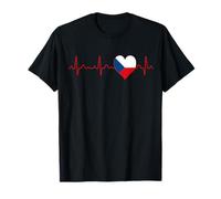 REPÚBLICA Checa Bandera Heartbeat EKG Patriotic National Camiseta