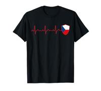 REPÚBLICA Checa Bandera Heartbeat EKG Patriotic National Camiseta