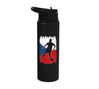 República Checa Bandera Silueta Orgullo Checo Deportes Stainless Steel Insulated Water Bottle