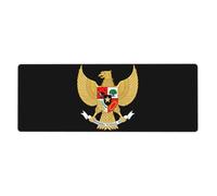 República De Indonesia Almohadilla De Escritorio Extendida Con Diseño De Emblema Nacional| Borde Cosido| Cubre Área De Teclado Y Ratón| Antideslizante Y No Deformable En Oficina| Material Ecológico