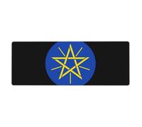 República Democrática Federal De Etiopía Almohadilla Grande Para Ratón Con Diseño De Emblema Nacional| Almohadilla De Escritorio Que Cubre Todo El Escritorio| Doble Uso Para Juegos|Borde Preciso