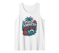 República Dominicana Palmera Flores Ocean Graphic Camiseta sin Mangas