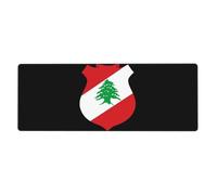 República Libanesa Almohadilla De Escritorio Extendida Con Diseño De Emblema Nacional| Borde Cosido| Cubre Área De Teclado Y Ratón| Antideslizante Y No Deformable En Oficina| Material Ecológico