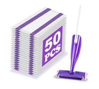 Repuesto de almohadilla de fregona compatible con mopa Swiffer WetJet, almohadillas de mopa Wet Jet para limpieza multiusos de suelos de madera dura, 4 capas gruesas y súper absorbentes, 50 unidades.