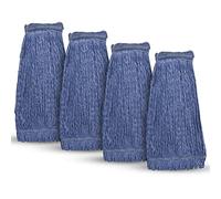 Repuesto de cabezal de fregona de limpieza general, paquete de 4, reemplazo comercial resistente de 20 onzas, repuesto de cabeza de cuerda de algodón azul industrial húmedo