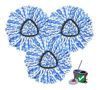 Repuesto de cabezal de fregona, paquete de 3 cabezales de repuesto compatibles con sistema de 2 tanques O Cedar RinseClean, microfibra lavable a máquina, no es fácil de desalojar (no para sistema de 1