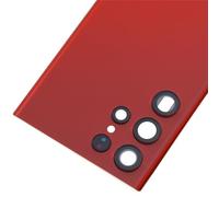 Repuesto de cristal acrílico rojo para Samsung Galaxy S22 Ultra 5G SM-S908B con marco de cámara trasera y lente de cristal, adhesivo precortado y kit de herramientas
