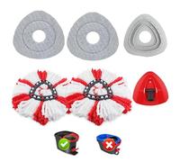 Repuesto de fregona de microfibra versión 2025 compatible con Viledar EasyWring&Clean/Turbo Smart/Turbo Spin 1 reemplazo de fregonas de tanque, 2 almohadillas planas grises + 1 base de conector gris +