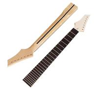 Repuesto De Mástil De Guitarra Guitarra Eléctrica ST De 6 Cuerdas 24 Trastes Mango De Cuerno Afilado Mástil De Arce Mate Modificada Para Bricolaje(White)