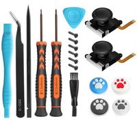 Repuesto de palanca de mando con efecto Hall para JoyCon - Kit de reparación de pieza de palo analógico 19 en 1 sin deriva + destornillador Triwing Y00, agarre de pulgar para controlador/OLED Joy Con