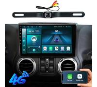 Repuesto de radio estéreo de coche para Jeep Wrangler JK Compass Grand Cherokee Dodge Ram con pantalla táctil de 10 pulgadas, CarPlay, Android Auto, navegación GPS, Bluetooth, cámara de respaldo 1080P