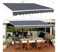 Repuesto de tela retráctil manual impermeable para patio y tienda. Disponible en tamaños de 6.5 a 16 pies, gris oscuro (15 x 5 pies)