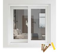 Repuesto de ventana deslizante de aleación de aluminio con vidrio templado para una fácil instalación en cobertizos e invernaderos, se adapta a 32 x 17 pulgadas