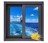 Repuesto de ventana deslizante de aluminio con vidrio templado y pantalla, 28 x 15 pulgadas, ventana deslizante horizontal negra para garaje, sótano, gallinero, bloqueo seguro, montaje empotrado
