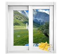 Repuesto de ventana deslizante de aluminio con vidrio templado y pantalla, ventana horizontal blanca de 28 x 14 pulgadas con soporte empotrado de bloqueo para garaje, sótano y gallinero