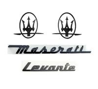 Repuesto Emblema Delantera Trasera para Maserati Levante 2016-2025,Negro Parrilla Maletero Tronco Insignia Logo Letras 3D ABS Decorativas modificación Accesorios Exterior