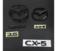 Repuesto Emblema delantera Trasera para Mazda CX-5 2021 2022 2023 2024 2025(Not fit Hybrid),Negro Parrilla Maletero Tronco Insignia Logo Letras 3D ABS Decorativas modificación Accesorios Exterior