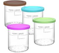 Repuesto para pintas y tapas Creami Deluxe, paquete de 4, compatible con Ninja Creami 11 en 1 NC501 NC500 Series Deluxe Ice Cream Maker, tazas Deluxe XL de 24 onzas (morado, azul, marrón, verde)