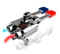 Repuesto Técnico | Grifo Pedal Mezclador Doble para Agua Fría y Caliente | Acero Inoxidable | Pedales de Pie con Indicadores de Color | Ideal para Cocinas Industriales y Entornos Sanitarios