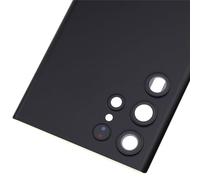 Repuesto trasero de cristal acrílico negro para Samsung Galaxy S22 Ultra 5G SM-S908B con marco de cámara trasera y lente de cristal, adhesivo precortado y kit de herramientas