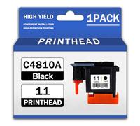 Repuestos 11 C4810A C4811A C4812A C4813A Paquete Combinado de Cabezales de impresión Compatible con impresoras HP Designjet 100 110 500 510 800 1000 1100 1200 1700 2200 2280 2600,Black-1 Set