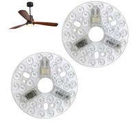 Repuestos de ventiladores de techo,Kit de Luz LED del Ventilador de Techo de 5.3 Pulgadas-Panel de Modernización LED Redondo de 15 W, 3CCT Dimmable,Función de Memoria, 95-265V-Reemplazo del (2 PCS)
