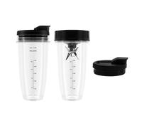 Repuestos For Licuadora Ninja, 2 Vasos De 24 Oz Con Tapas For Llevar, Cuchilla Extractora De 7 Aletas, Compatible Con Nutri, Auto IQ De Gran Capacidad