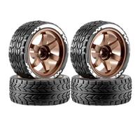 Repuestos Maquetas RC Para XV02 Para HSP 94123 Para Wltoys A959 144001 Para Tamiya Para TT01 1/10 Neumáticos Goma Juego Bujes Ruedas Aleación RC Derrape Carretera Coche(Chocolate)