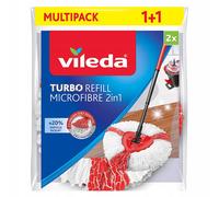 Vileda Turbo Recambio Original para Fregona, Pack de 2, Compatible con Vileda Turbo y Turbo Deep Clean, +20 % de Recogida de Partículas en Suelos Duros