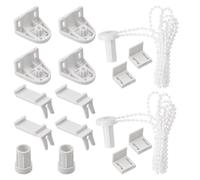 Repuestos para Estores Enrollables, 2 Juegos 17mm Kit de Reparación de Persianas sin Taladrar, Kit de Reparación de Persianas Enrollables Soporte de Cortina Enrollable con Cadena de Cuentas