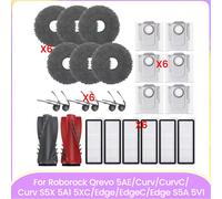 Repuestos para Roborock Qrevo Edge/Qrevo Edge S5A, cepillo lateral principal, filtro HEPA, bolsa para polvo, paño de fregona, limpieza eficiente