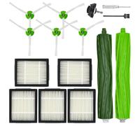 Repuestos y accesorios para iRobot Roomba serie i/e i1 i1+ i2 i2+ i3 i3+ i4 i4+ i5 i5+ i6 i6+ i7 i7+ i8 i8+ e5 e6,1 cepillo principal,5 cepillos laterales verdes,5 filtros,1 rueda delantera giratoria