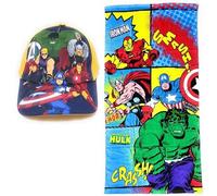 Requeteguay Urban RU Toalla Avengers Marvel para Playa o Piscina + Gorra Avengers para Niños | Pack de Toalla y Gorra Marvel Avengers | Gorra + Toalla de Algodón