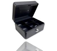 Requisite Needs Caja de dinero de metal de 6 pulgadas, caja fuerte de acero con cerradura y 2 llaves para seguridad (negro)