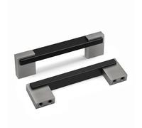 Rergy Paquete de 5 tiradores ajustables para gabinete, color negro y plateado, 3 y 3 3/4 pulgadas con espacio entre agujeros, tiradores de gabinetes de 2 tonos y cajones, herrajes cuadrados de cocina