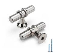 Rergy Tiradores y pomos de gabinete, paquete de 10 tiradores y pomos de níquel cepillado de un solo agujero, accesorios de cocina para manija de cómoda, tiradores de aleación de zinc para muebles