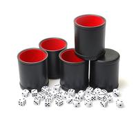 RERIVER Juego de 5 dados de piel sintética con 6 dados de puntos forrados de fieltro, agitador silencioso para juegos de dados familiares de Yahtzee, color rojo y negro