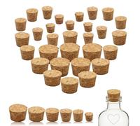 Reroon 30 Pcs Natural Wood Wine Stopper Cork Stoppers for Glass Bottles | Replacement Soft Tapered Cork Plugs Assorted Sizes for Small Jars, Beer Bottles, Airtight Sealing, Craft DIY & Lab | 6 Size