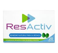 ResActiv Anti Resaca 20 Cápsulas con Cardo Mariano, Silimarina, Granada y Vitaminas A, C y E - Protege Durante la Ingesta y Elimina los Efectos Posteriores - 20 Pastillas Resaca