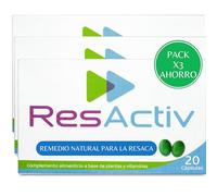 ResActiv Anti Resaca Protector Hepatico Natural con Cardo Mariano, Silimarina, Granada y Vitaminas A, C y E - Protege Durante la Ingesta y Elimina los Efectos Posteriores - 60 Pastillas Resaca