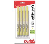 Resaltador retr ctil Pentel Handy-line S, punta biselada, tinta amarilla, paquete de 4 (SXS15BP4G)