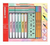 Estuche mixto de 13 piezas STABILO Pastel Collection - Contiene 6 STABILO swing cool + 3 STABILO point 88 + 3 STABILO pointMax + 1 regla plantilla