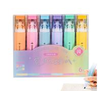 Resaltadores En Colores Pastel: Estuche Para Gafas De Sol Para Automóvil Con Incrustaciones De Diamantes, Accesorios Para El Interior Del Automóvil, Resaltadores Estéticos De Color De 6 Piezas | Brill