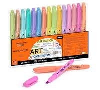 Resaltadores, Shuttle Art, 15 colores, rotuladores en colores pastel, colores surtidos, punta de cincel, marcadores de resaltado no tóxicos