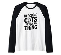 Rescatar Gatos es Algo mío Amante de los Gatos Camiseta Manga Raglan