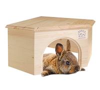 Resch N.º 15 Casita esquinera para Conejo/Madera Maciza de Picea sin Tratar/Ahorro de Espacio con Superficie de Reposo Superior