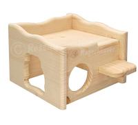 Resch Nr25 - Ruina para hámsters (madera maciza de abeto, con 2 entradas y salida a la gran terraza de la azotea, 21 x 13 x 17 cm)