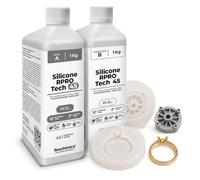 Reschimica Silicona para Moldes Translúcida R Pro Tech 45, 2 kg | Silicona Platino 1:1, Silicona para Hacer Moldes 45 Shore A para Joyería, Prototipos, Resina, Cera, Yeso, Cemento