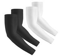 Rescoto 2 pares de mangas de compresión de compresión con protección UV para hombres, mujeres y jóvenes, cubierta de tatuaje, UPF 50, 2 pares: 1 par negro y 1 par blanco, 2 Pairs
