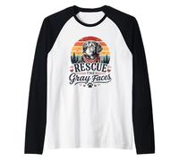 Rescue Gray Faces I Love Rescue Dogs Mamás Perros Senior Perros Cachorro Camiseta Manga Raglan